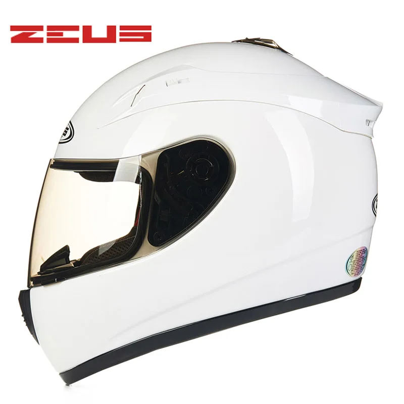 White Подлинный мотоциклетный шлем ZEUS DOT ECE 2205 мужские Полнолицевые зимние каски для мотогонок, мотоциклистов, снегоходов - Цвет: White