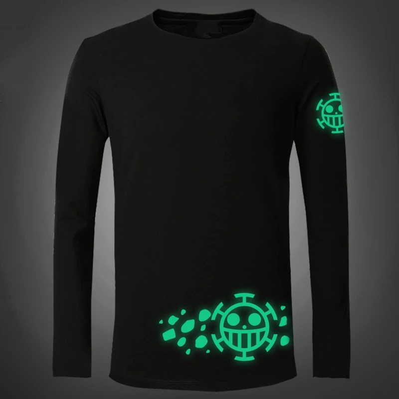 One Piece Trafalgar Law T-shirt Long Sleeve Cotton Anime T Shirts men boy onepiece luffy | Мужская одежда