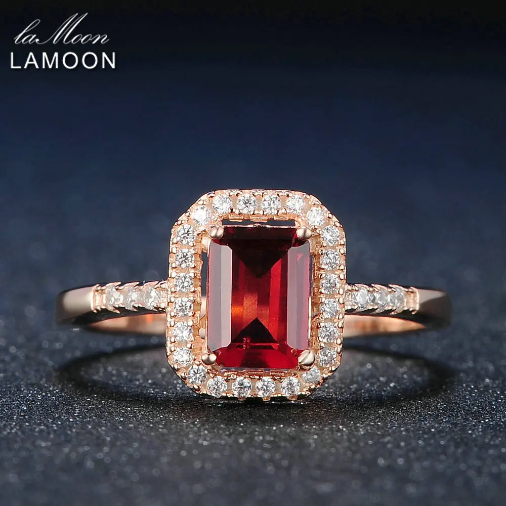 Ламон классическое 1.1ct граненое натуральное красное Гранатовое 925 пробы Серебряное обручальное кольцо S925 женское ювелирное изделие LMRI009