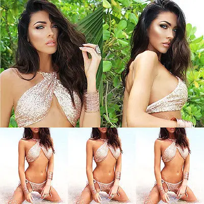 2017 Летний стиль сексуальный топ через шею с высоким горлом бикини женский