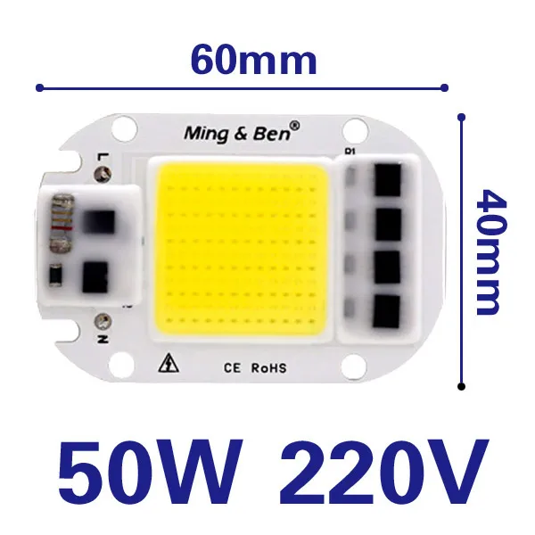 COB-50W-220V Светодиодный чип COB 3 Вт, 5 Вт, 7 Вт, 9 Вт, 12 Вт, 15 Вт, 18 Вт, 20 Вт, 30 Вт, 50 Вт, 220V 110V умная ИС(интеграционная схема) Высокий люмен светодиодный чип лампы для DIY светодиодный прожектор светильник лампочка шарик - Испускаемый цвет: COB-50W-220V