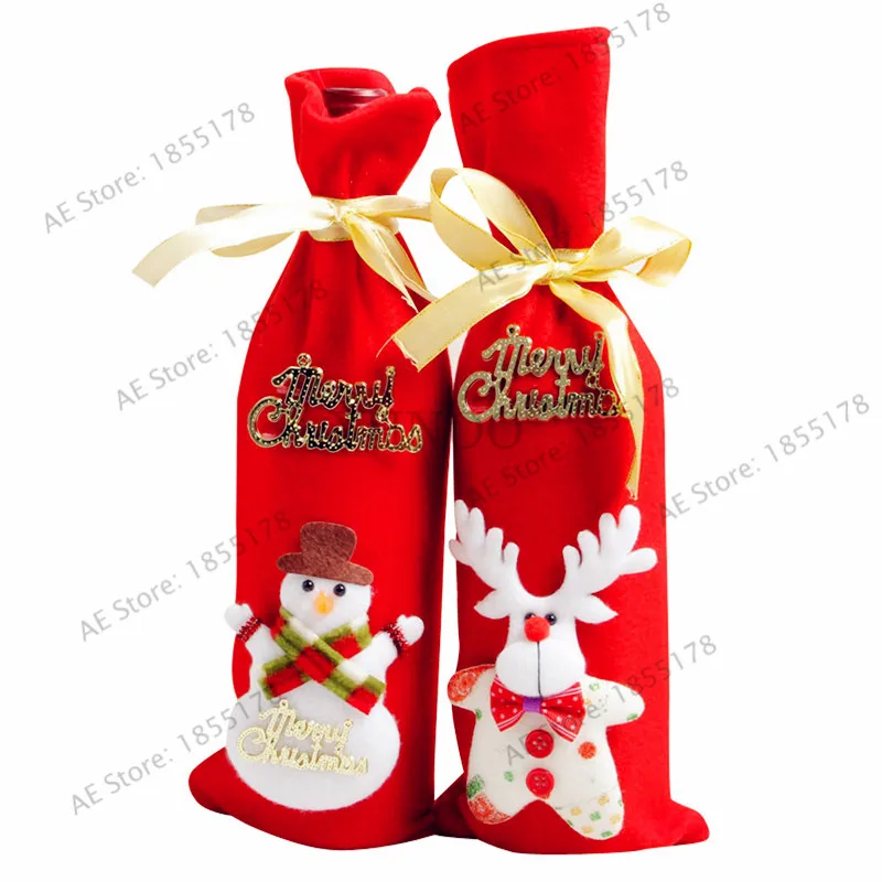 1 шт. пакет крышка для бутылки с красным вином сумки рождественские украшения