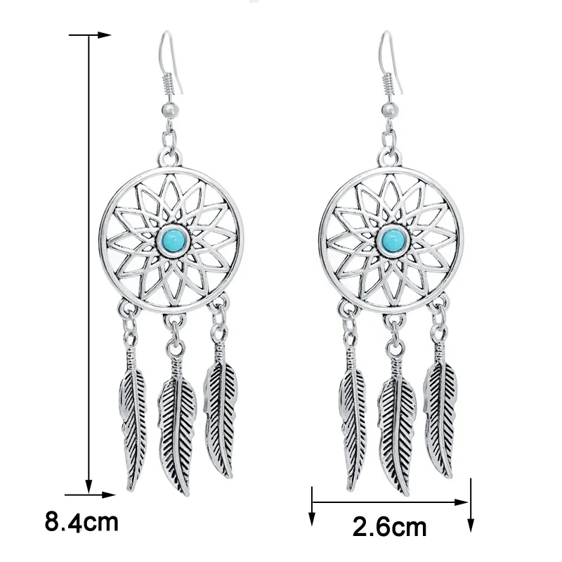 Bohemia Vintage Women Dream Catcher Long Feather Drop Earrings Tassel Bead Tibetan Pendiente Gift | Украшения и аксессуары