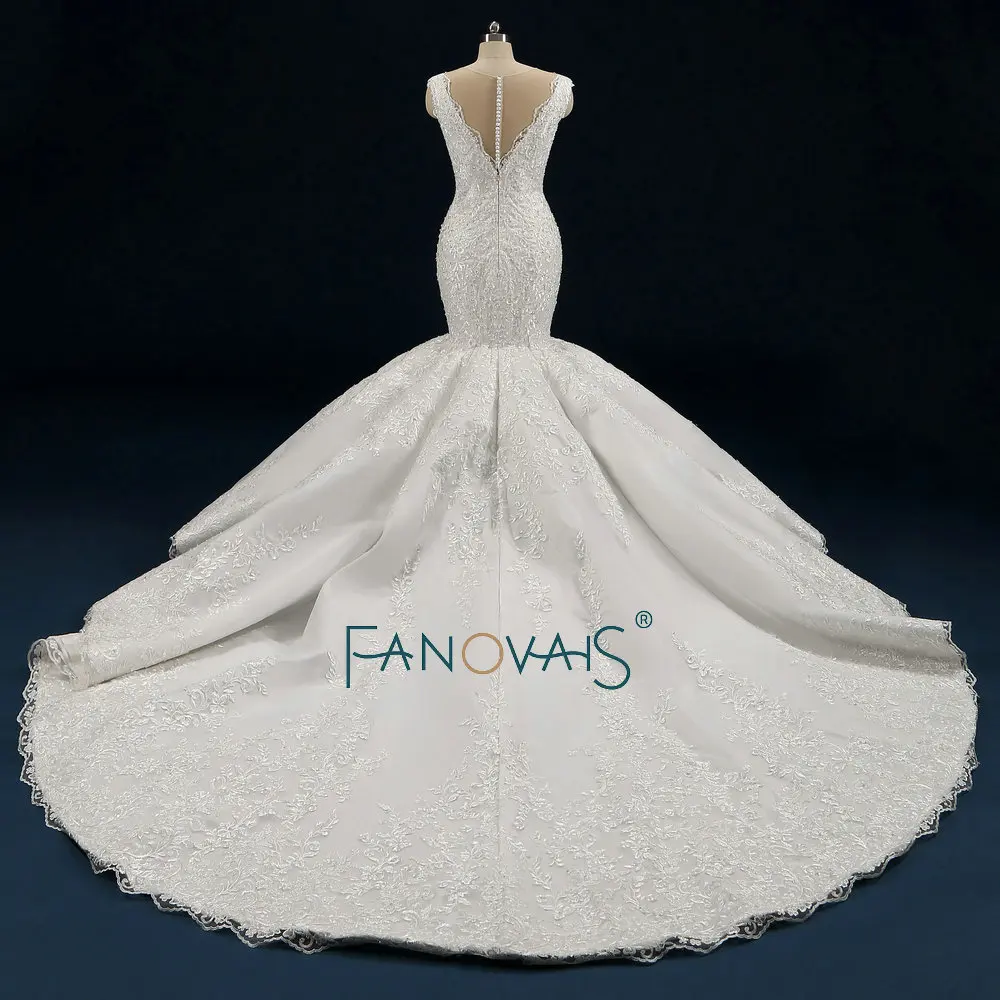 Плюс Размер Кружева Свадебное Платье Русалка Vestido Dе Noiva 2019 Роскошные Свадебные