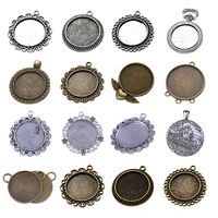 5pcslot 30mm round cameo cabochon settings blank for necklace pendant diy jewelry making fit 30mm glass handmade accessories