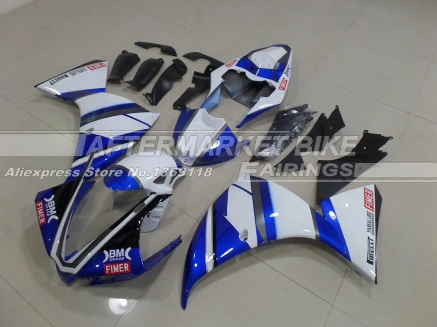 Инъекции Полный обтекатели для Yamaha YZF R1 12 13 14 YZF-R1 2012 2013 ABS Пластик мотоцикл обтекатель комплект капот синий и белый