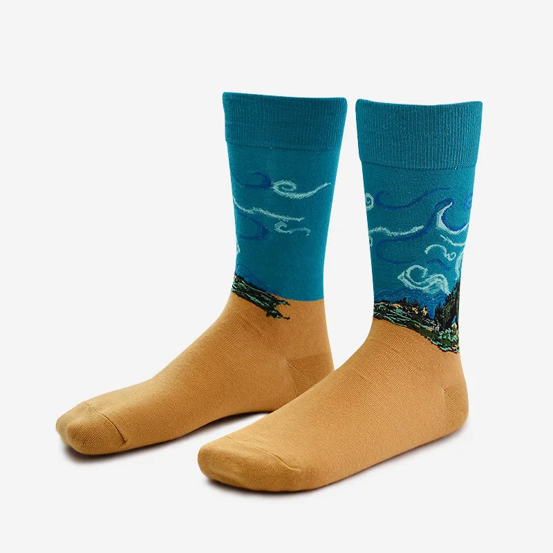 CRAZY FLY Fashion Art Women Socks Abstract Oil Painting Series van gogh Cotton Colorful Harajuku Funny socks