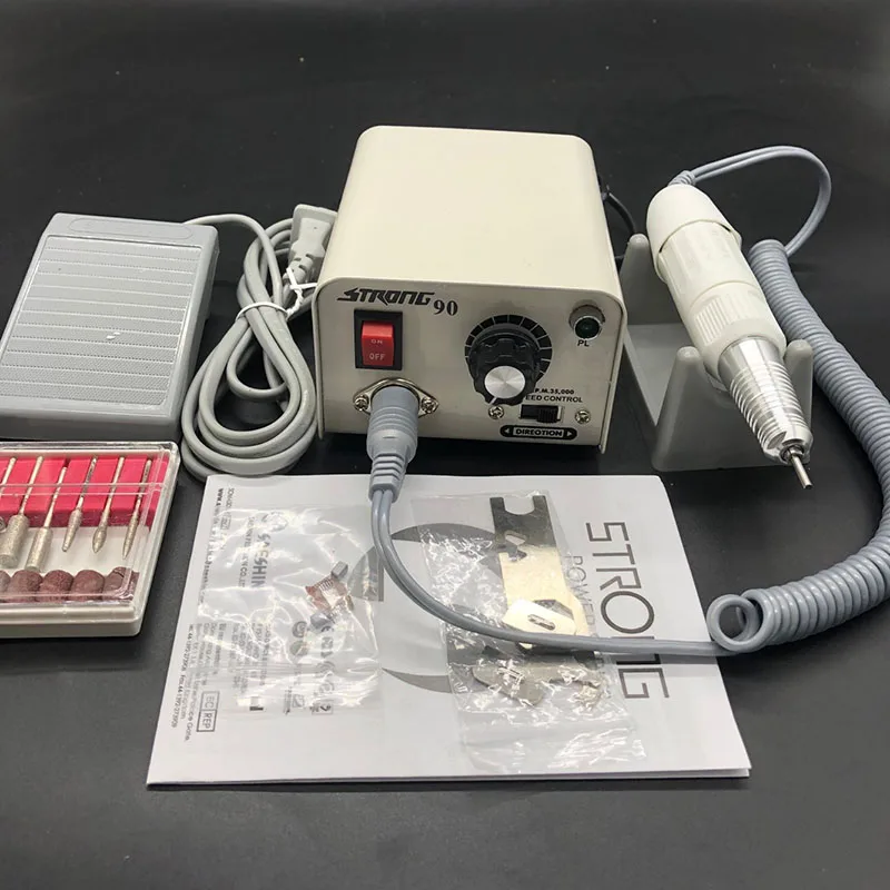 strong H20N 65 Вт мощная 90 электрическая дрель для ногтей H20N с ручкой, мощная дрель для ногтей, машинка для маникюра, педикюра, электрическая пилка для ногтей, оборудование для дизайна ногтей - Цвет: strong H20N