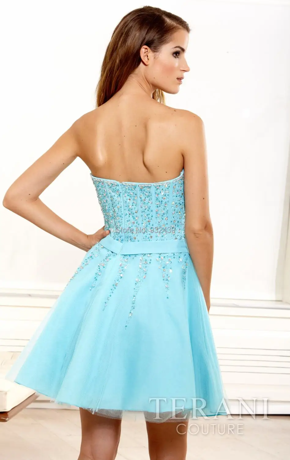 Strapless Neckline Graduation Gowns Homecoming Dresses With bow Peach Tulle Party Dress Crystal Embellishment | Свадьбы и торжества