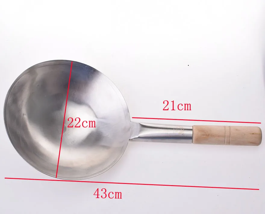 22cm Толстая большая кастрюля ковш из нержавеющей стали шеф-повара для приготовления пищи вок большая ложка для супа кухонная Сковорода с ручкой для ресторана ложка железная - Цвет: 22cm