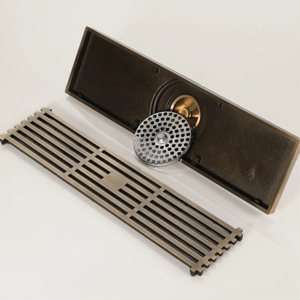 

HIDEEP Antique Bronze Rectangle Drains Floor Drain Bathroom Shower Drain Cover Copper Brass Kitchen Filter Strainer Drainer