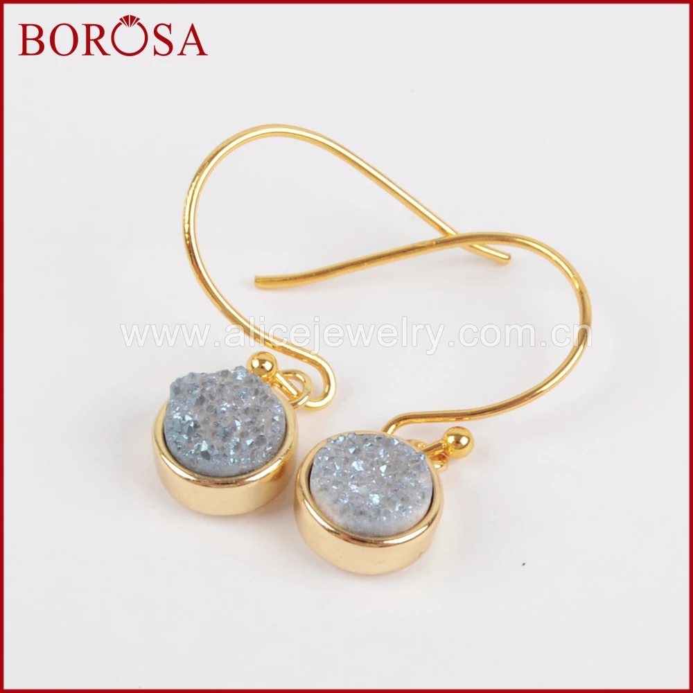 Женские серьги-капельки BOROSA круглые серьги с золотым ободком из титана радужной