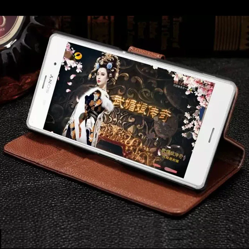 Usmile Подставка Подлинная Кошелек Кожаный Чехол для Sony Xperia Z3 в Слоты Для Карт |