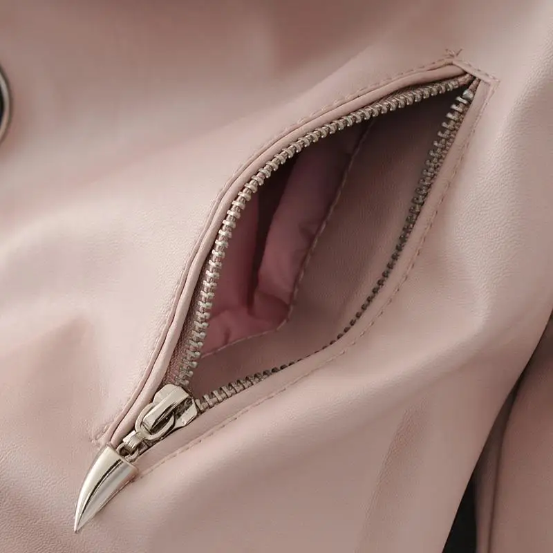 2018 кожаная куртка Женские Длинные рукава выдалбливать пальто мотоцикл черный