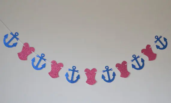 Женское белье + Блестящий баннер с якорем: морской/пиратский для девичника