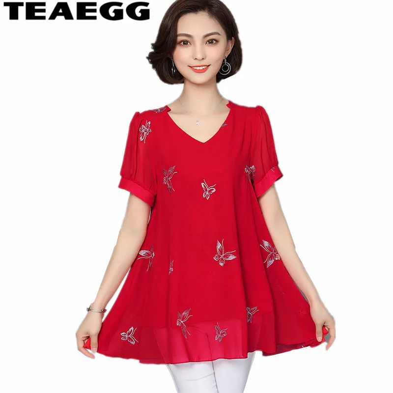 TEAEGG женские блузки и топы Chemisier Femme шифоновые рубашки Blusa Mujer плюс размер 4XL 5XL 6XL