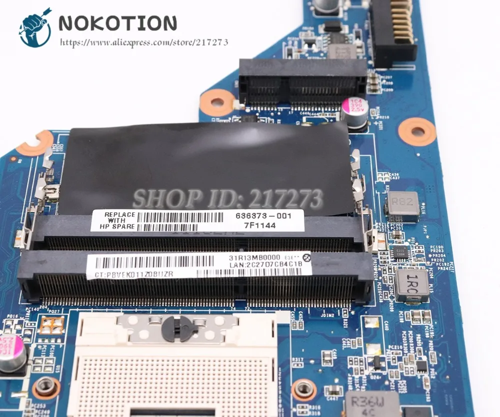 Материнская плата NOKOTION 636373-001 для ноутбука HP G4-1000 G6 G7 материнская DA0R13MB6E0 HM65 DDR3 UMA |