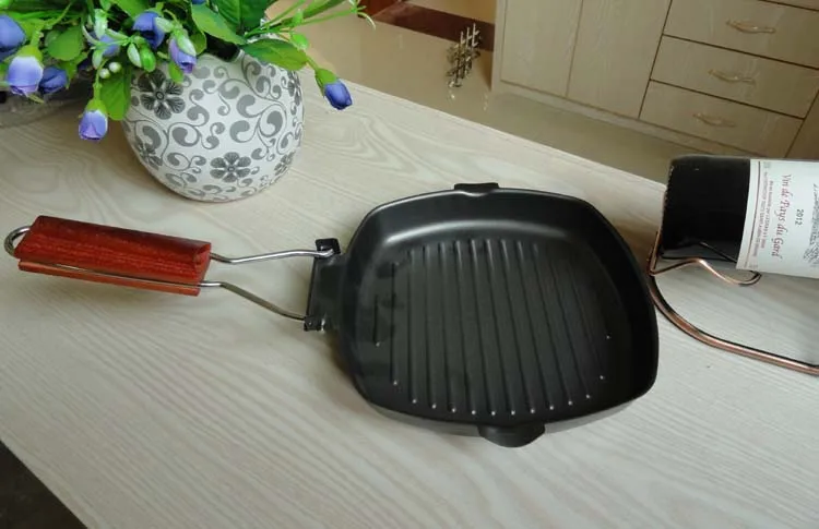 Сковорода завтрак стейк Сковороды чугунные деревянной ручкой складной без