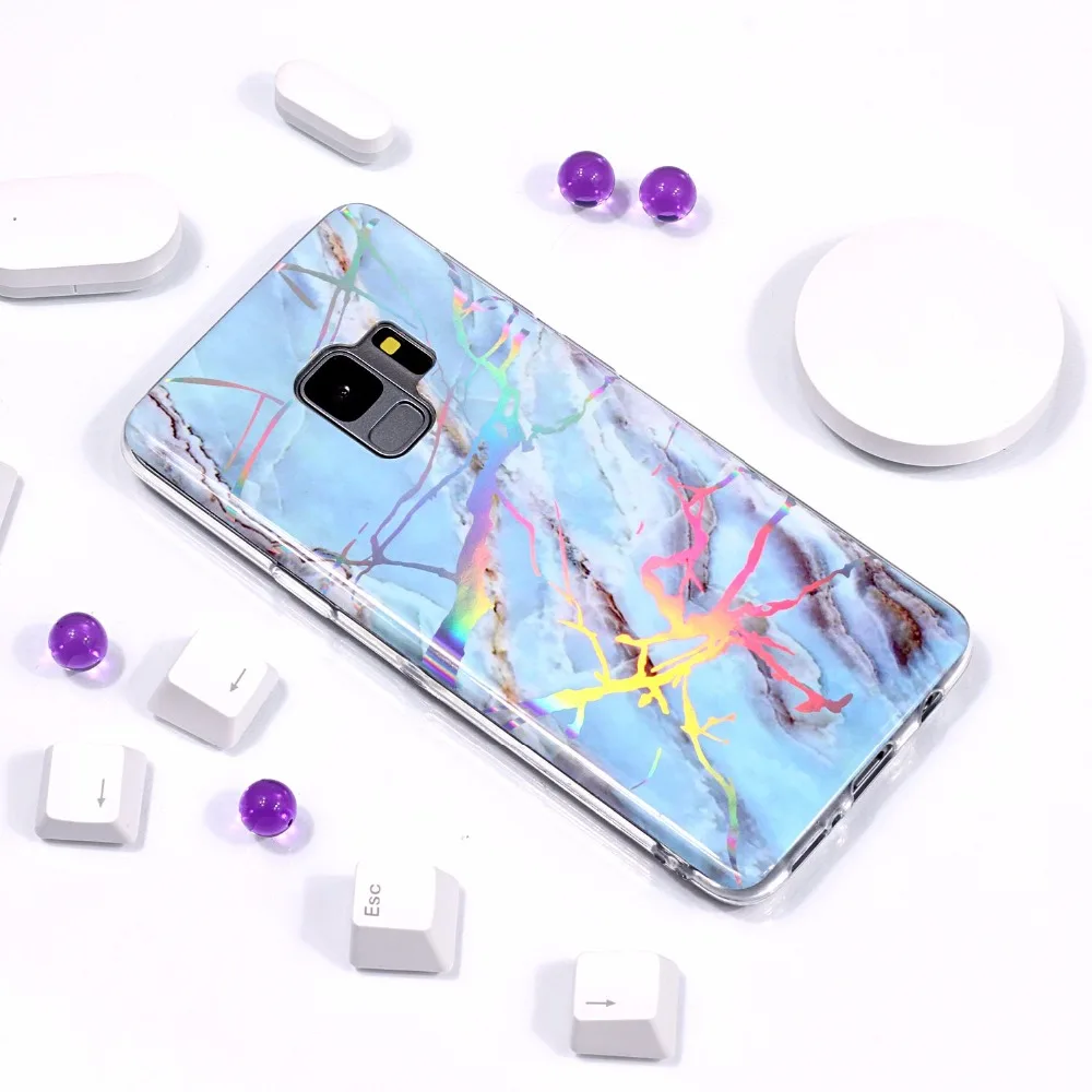 LANCASE блеск Мрамор чехол для samsung Galaxy S9 hoesje Мягкий ТПУ лазерный бесцветные плюс