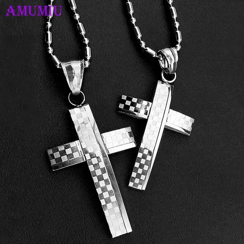 AMUMIU Мужской Женский Любовник золото серебро Нержавеющая сталь Библейский Панк