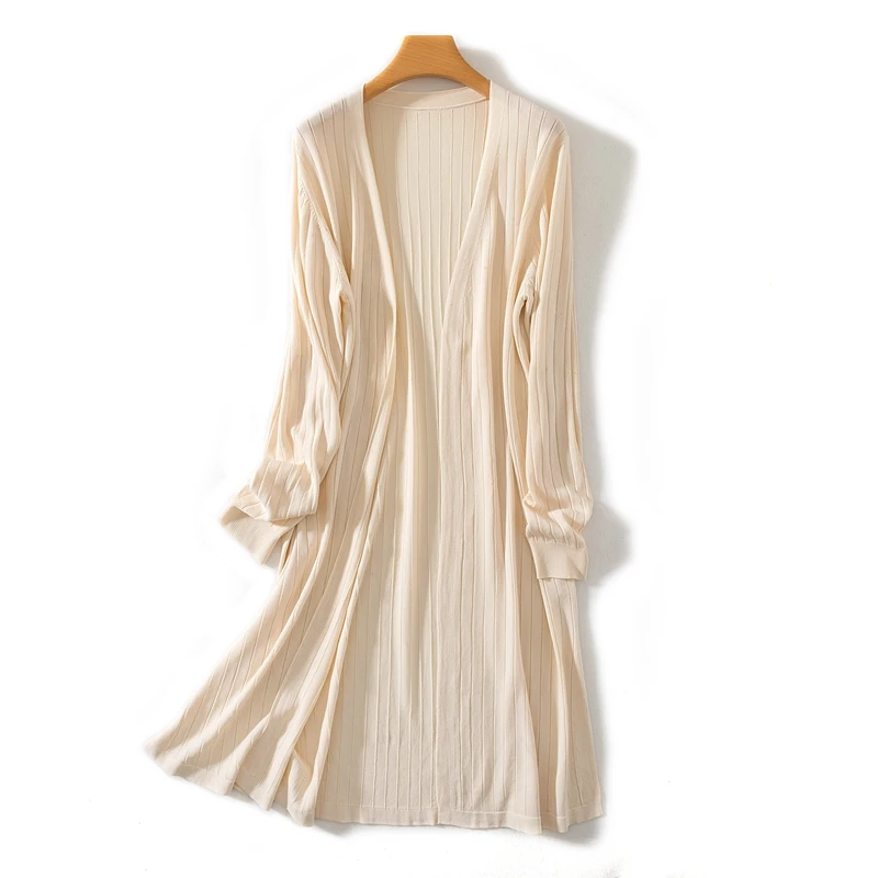 2018 летний женский миди длинный кардиган Повседневный полосатый свободный тонкий