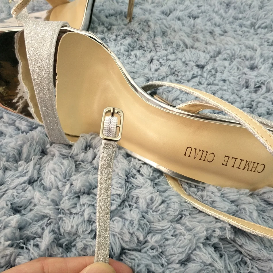 Женские босоножки на высоком тонком каблуке шпильке пикантные вечерние туфли с