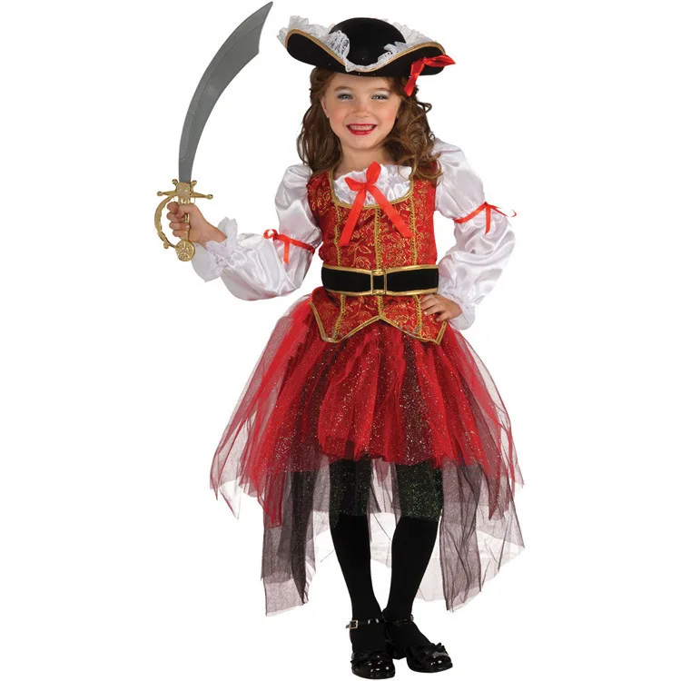 Girl Halloween cosplay costume pirate children Christmas New Year children's Purim (no weapons) Pirate | Тематическая одежда и