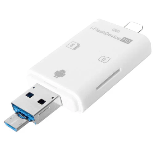 White 3в1 USB Micro USB SD TF SDHC кард-ридер для iPhone 11 Pro XS Max XR X 5 6 7 8 Plus для iPad Macbook Micro OTG Android Phone - Цвет: White