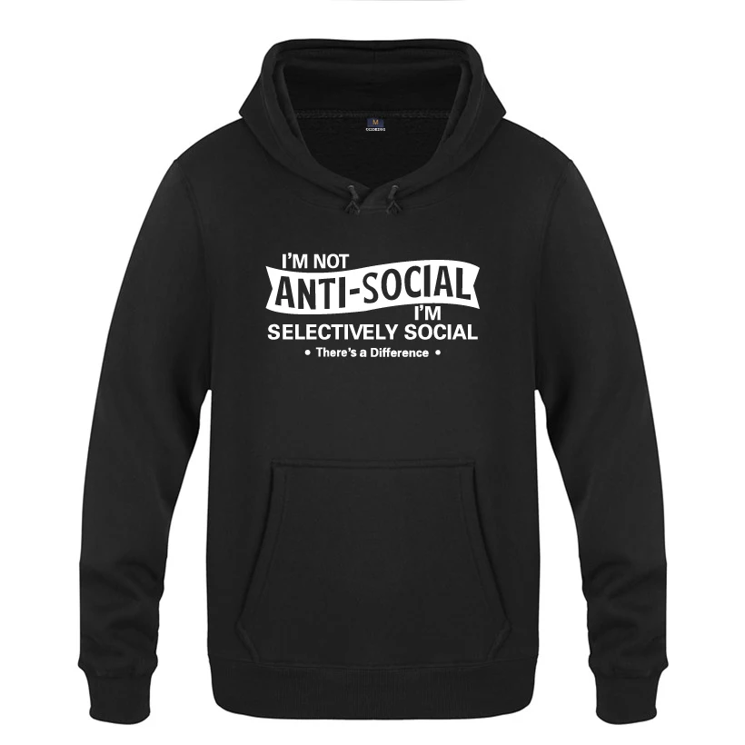 I'm Not Anti-social-I'm селективно Social забавные толстовки мужские мужские с капюшоном флисовый пуловер толстовки - Цвет: HEY BAT