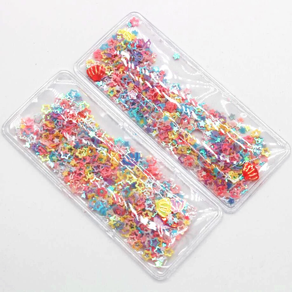 10pcs transparent plastic rectangular star 9cmx3.8cm colorful sequins hair clips DIY craft decorative clothing accessories mix | Дом и сад