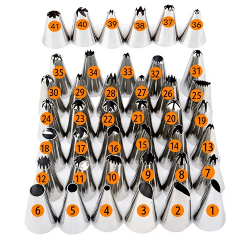 42pcs Hifuar 42 шт./компл. торт декоративные инструменты для выпечки кексов глазури Кондитерские наконечники для выпечки Сумки Наборы сглаживателями цветок ногтей муфта сделай сам - Цвет: 42pcs