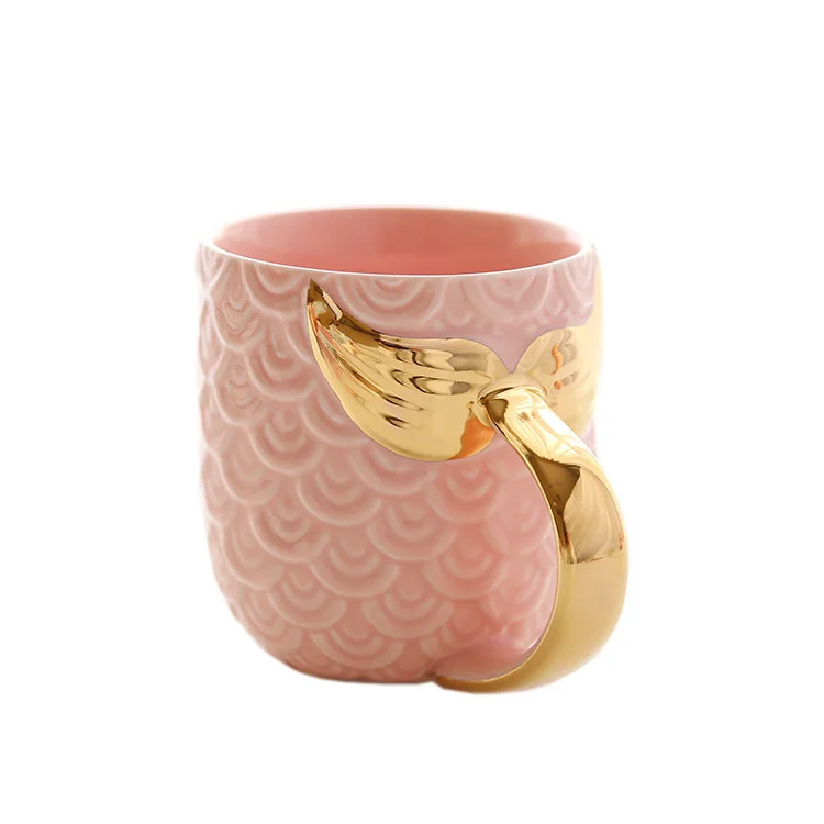 Mermaid Tail Cup Красивая розовая аквамариновая кофейная кружка Русалка золотая ручка в виде рыбьего хвоста кофе чай молоко чашка морская горничная лучший стакан подарок для любимой девушки - Цвет: Mermaid Tail Cup