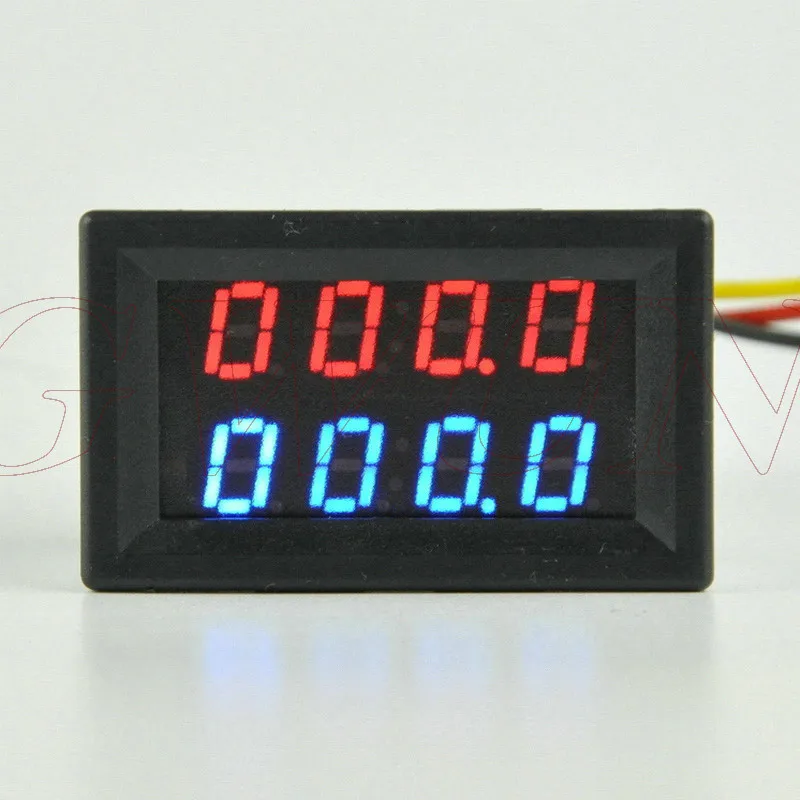 red and blue GWUNW BY42A 500V 1A DC 4 Бит Цифровой Амперметр Напряжение тестер тока Вольтметр двойной дисплей красный синий зеленый светодиодный - Цвет: red and blue
