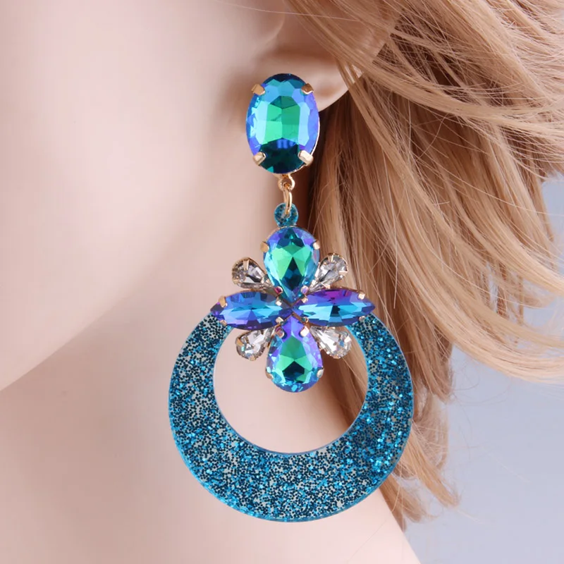 Серьги-подвески NeeFu WoFu большие серьги из полимера с кристаллами Длинные