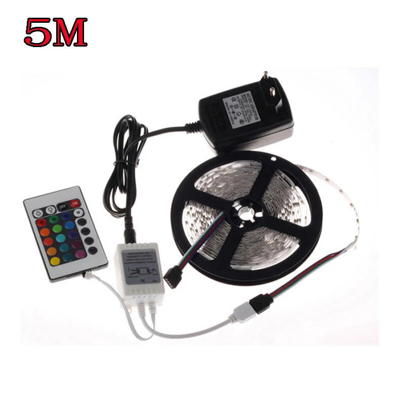 Светодиодная лента RGB 5 м 10 м(2*5 м) SMD 3528 2835 Светодиодный Светильник ИК-пульт дистанционного управления 12 В адаптер питания гибкий светильник светодиодный ленточный домашний декор