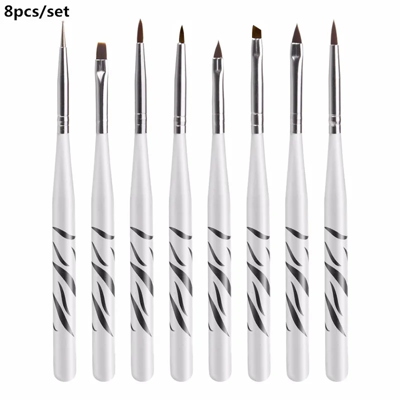 8pcs set2 15 шт. профессиональный УФ-гель акриловая линия для дизайна ногтей набор кистей для рисования Гель-лаком точечная Ручка Маникюр для кончиков ногтей набор инструментов - Цвет: 8pcs set2