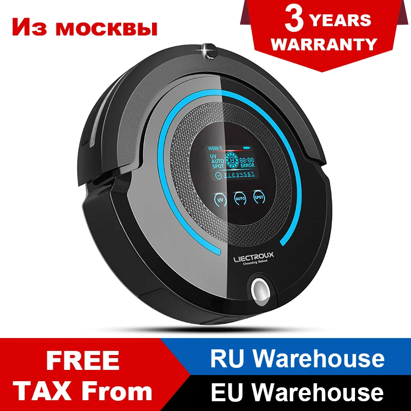 Из России) самый последний мощный робот пылесос А338 с тряпокй, настройка времени уборки виртуальная стена, подметание,авто подзарядка,УФ,LCD экран, фильтр HEPA, для дома,швабра, спиральная щётка,колесо
