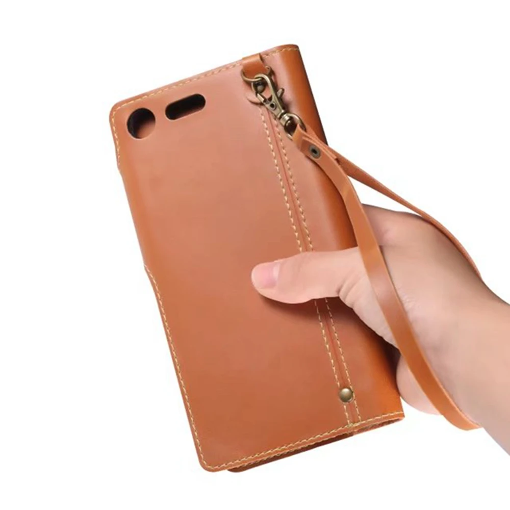 Luxury PU Leather with Button Flip Full Body Cover Case Card Slots for Sony Xperia XA XP X Premium Compact XZ | Мобильные телефоны