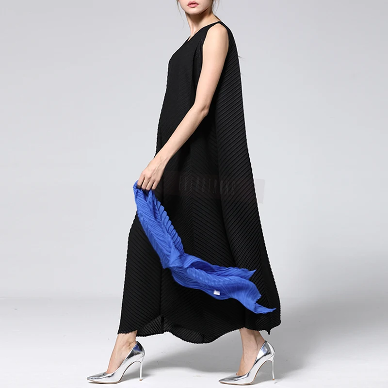 Changpleat 2019 новые летние одноцветное Для женщин длинные платья Miyak плиссированные