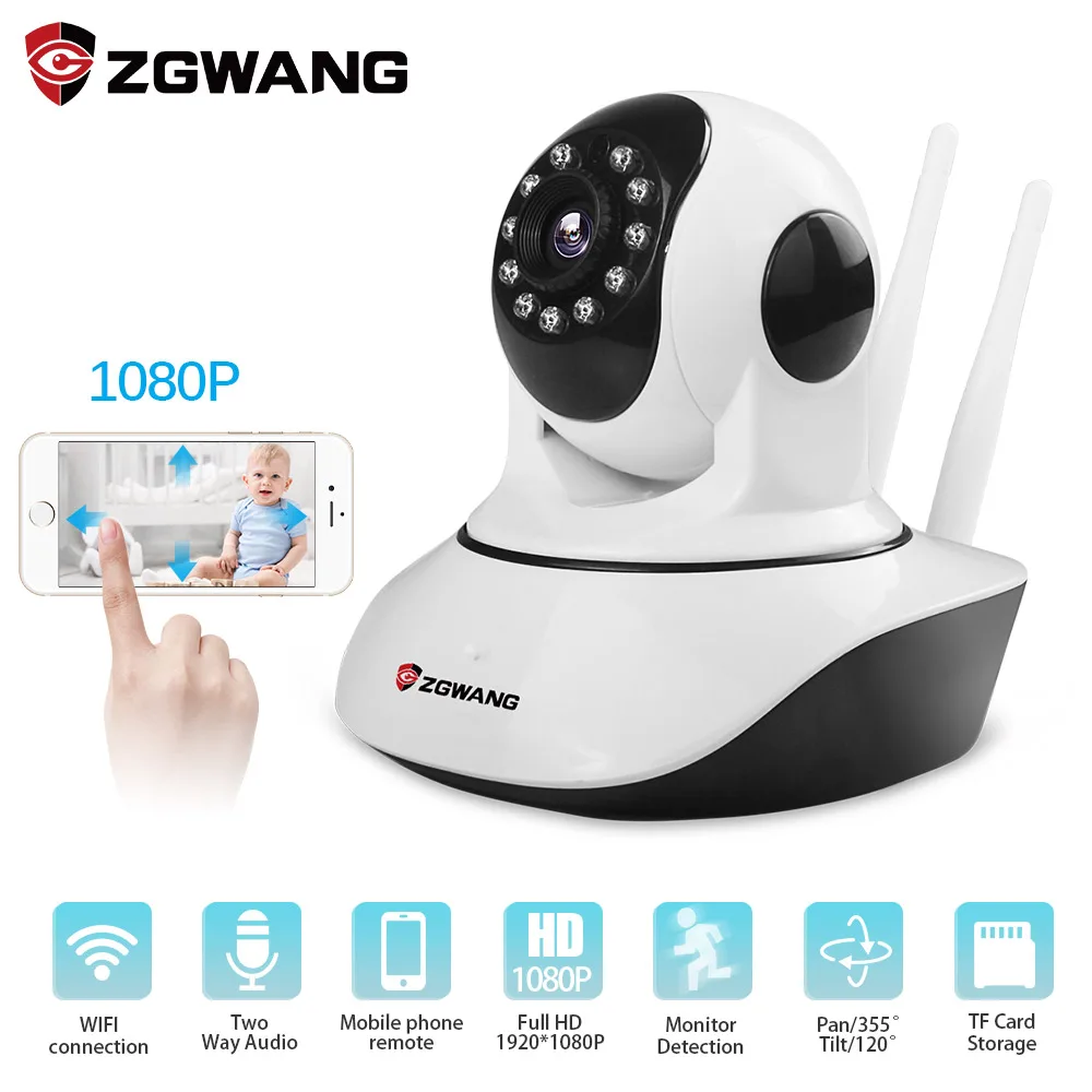 ZGWANG 1080p HD Беспроводная ip-камера безопасности ночного видения записывающая сеть