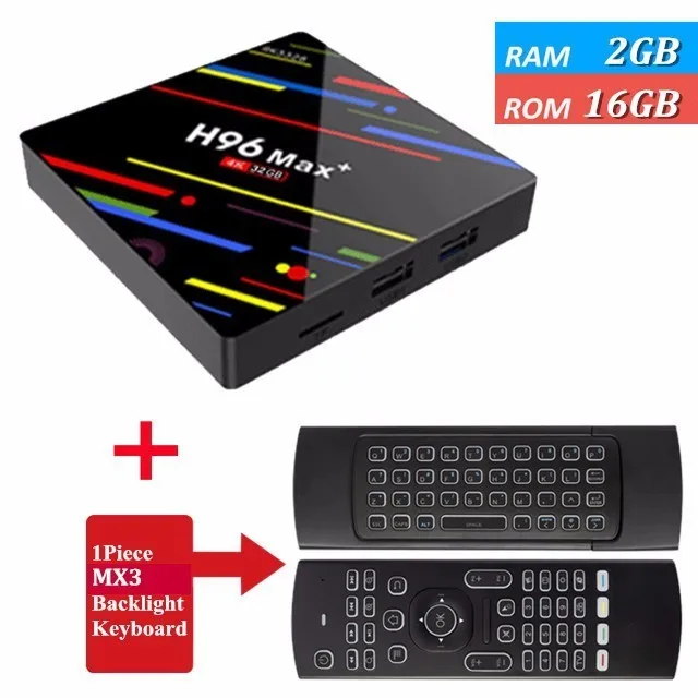 16G MX3 Backlit H96 MAX Plus 2G 16G Смарт ТВ-бокс на Rockchip RK3328 Android 8,1 tv Box 4 Гб ram 32 ГБ/64 Гб Rom 4K H.265 USB3.0 двойной wifi телеприставка - Цвет: 16G MX3 Backlit