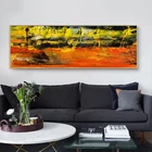 60x180 см-желтое и красное абстрактное искусство Масляная живопись на холсте плакаты и принты настенное искусство картины для украшения гостиной