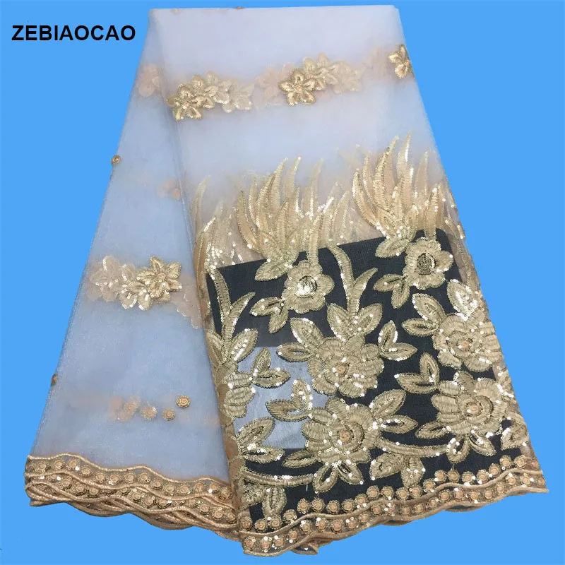 ZEBIAOCAO африканская кружевная ткань с пайетками Белая французская фатиновая Новое