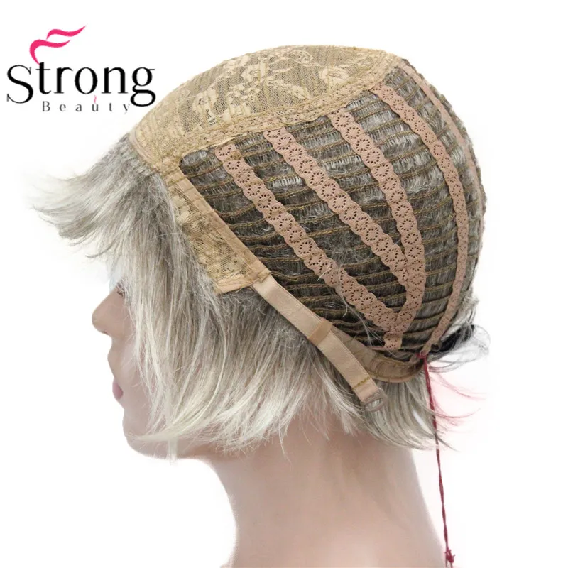 StrongBeauty красный микс черный короткий мягкий слоистый парик полный синтетический парик для женщин