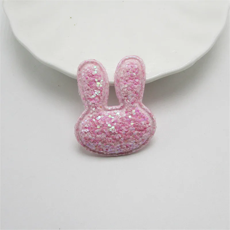 Rabbit pink-5pcs Блестящий карамельный цвет кролик в форме головы накладки патчи Аппликации для рукоделия швейные принадлежности "сделай сам" заколки для волос аксессуары - Цвет: Rabbit pink-5pcs