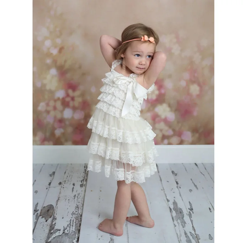 Girls Dress Summer For Girl White Lace Beige One-piece Baby Clothing Daughter 2-8 Age & Mom Pregnant | Детская одежда и обувь