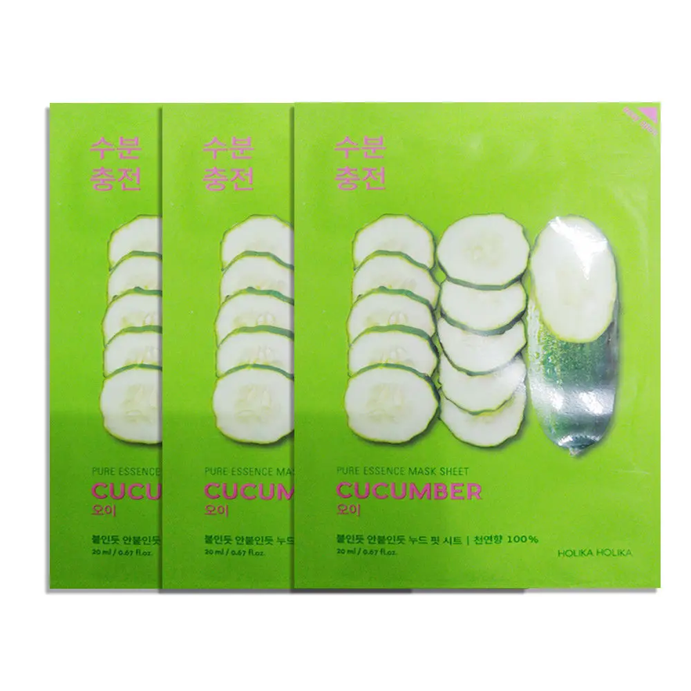 Cucumber 3pcs Маска для лица, 20 мл, отбеливающая, увлажняющая, против морщин, натуральная, корейская косметика - Цвет: Cucumber 3pcs