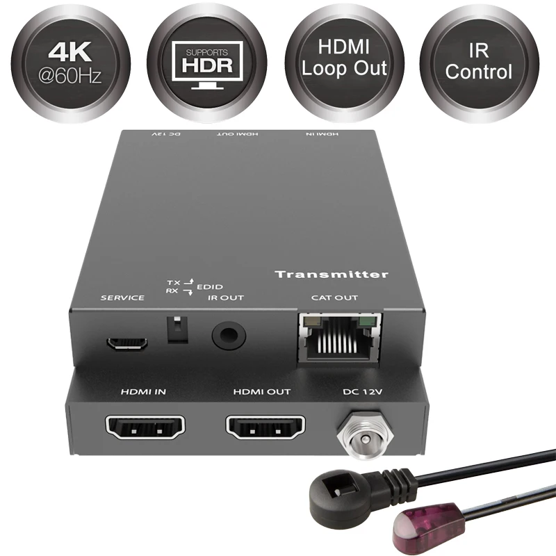 2020 18 Гбит/с HDMI удлинитель 4K IR x 2K @ 60 Гц 2 порта 0 петля передатчик приемник более Cat6