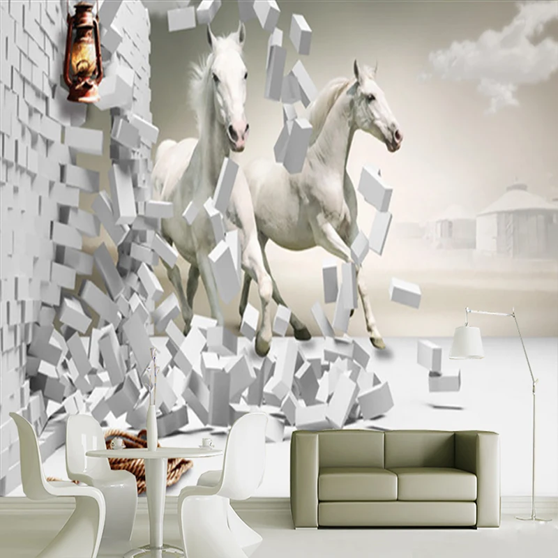 

wallpapers modern 3D Wedding Room Horse 3D creative space TV background wall custom photo for Background Non Woven wall mural