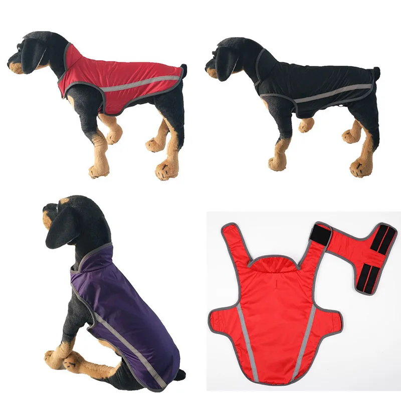 Outdoor Reflective pet clothes Autumn winter thicken Dog Coat Waterproof warm dogs Clothing Ski jacket with Traction hole | Дом и сад